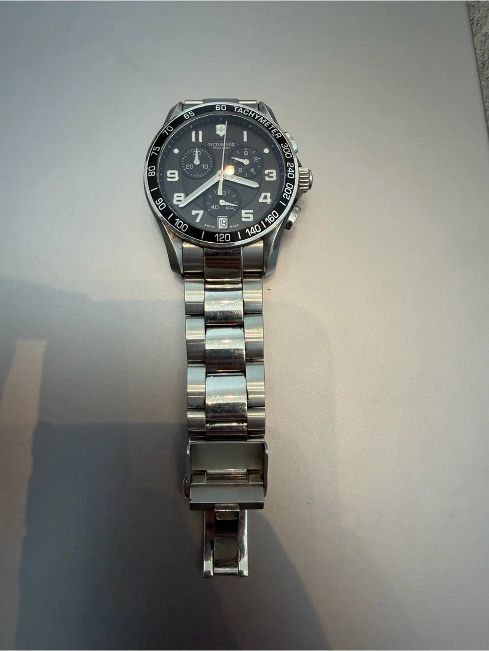 Victorinox Stainless Steel Chronograph Watch - Black and Silver